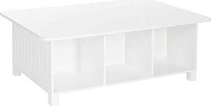 RiverRidge Kids Desk and Activity Table with 6 Storage Cubbies for Folding Bins - Art Craft or Train Table Design for Play Area Toy Organization - White