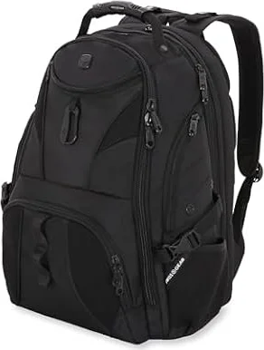 SWISSGEAR 1900 ScanSmart Laptop Backpack, Fits Most 17-Inch Laptops, TSA-Friendly Lay-Flat Design, RFID Protection, and Tablet Pocket, Black, 31L, 18.5-Inch