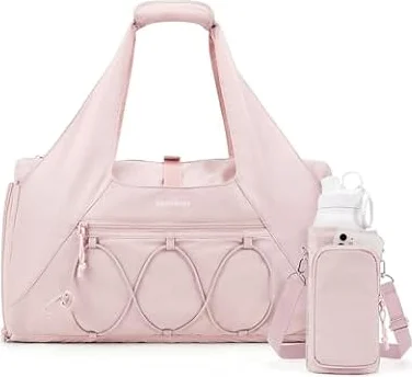 BAGSMART Gym Bag for Women, Lightweight Duffel with Shoe Compartment, Tote Bag with Wet Pocket for Yoga Travel, Pink