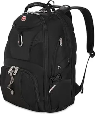 SWISSGEAR 1900 ScanSmart Laptop Backpack, Fits Most 17-Inch Laptops, TSA-Friendly Lay-Flat Design, RFID Protection, and Tablet Pocket, Black, 31L, 18.5-Inch