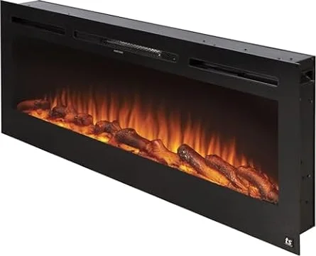 Touchstone 80004 Sideline In-Wall Recessed Electric Fireplace, 50 Inch Wide, 3 Colors, 1500/750 Watt Heater (Black)