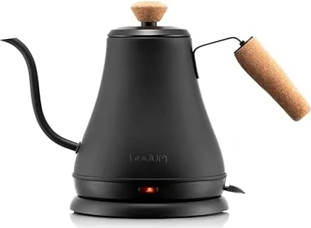 Bodum 27oz Bistro Gooseneck Electric Water Kettle, Pour Over Coffee & Tea, Stainless Steel, Matte Black