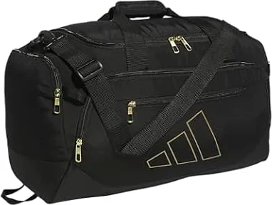 adidas Defender Duffel Bag, Black/Gold Metallic, OSFA