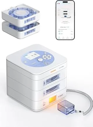28-Day(1X) Automatic Pill Dispenser (Expandable Tray) – App & On-Device Setup by Family, LCD Display, Digital Lock, Sound & Light Alerts- Safe Medication Organizer for Dementia Seniors(2-Tray, White)