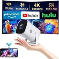 YGSKK Mini Projector with Wifi and Bluetooth, Built-in Apps,Movie Projector