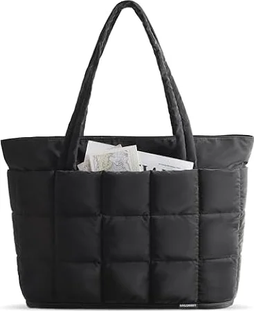 BAGSMART Expandable Tote Bag for Women, Puffer Work Tote Travel Bag