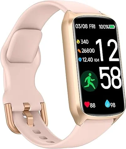 Amzhero Health Fitness Tracker with 24/7 Heart Rate, Blood Oxygen, Blood Pressure, Sleep Tracker, 5ATM Waterproof Activity Trackers with Step Tracker, Pedometer (S & L Bands Included)