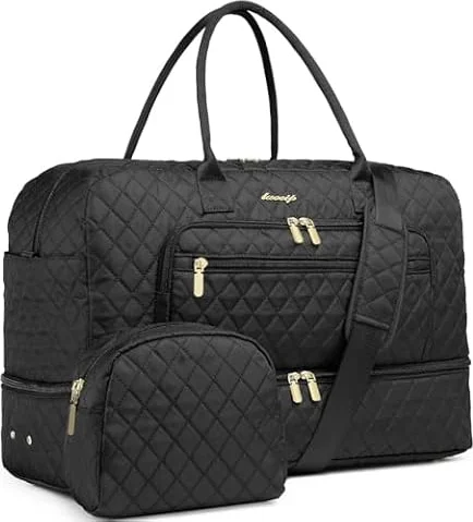 Large Travel Duffle Bags for Women: 35L Weekender Bag with Shoe Compartment