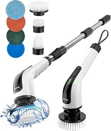 Electric Spin Scrubber, Power Shower Cleaning Brush with Long Handle