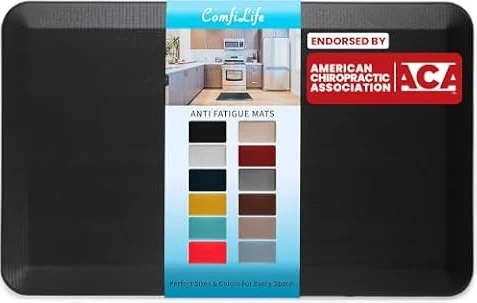 ComfiLife Anti Fatigue Floor Mat – 3/4 Inch Thick Kitchen Mats for Floor, Standing Desk Mat, Kitchen Rug – Comfort at Home, Office – Durable – Stain Resistant – Non-Slip Bottom (20" x 32", Black)