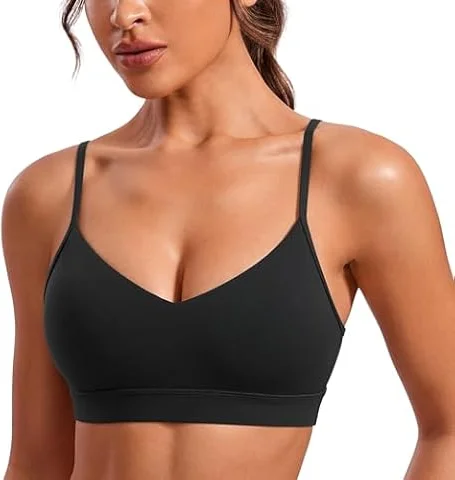 CRZ YOGA Butterluxe V Neck Sports Bras Black Medium