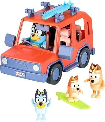 Bluey Heeler 4WD Family Toddler Toy Car, Pretend Play Toys, 4 Figures