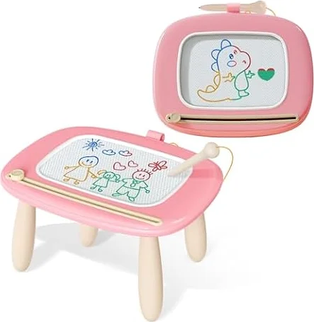 Kikidex Magnetic Drawing Board, Toddler Girl Toys for 1-3 Year Old, Doodle Board Pad Learning and Educational Toys for 1 2 3 Year Old Kids Birthday Gift (Soft Pink)