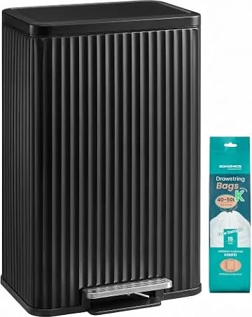 SONGMICS Trash Can, 13 Gallon (50 L), Stainless Steel, with Lid, Pedal