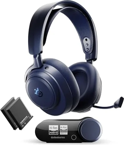 SteelSeries Arctis Nova Pro Omni - Hi-Res Wireless Gaming Headset, 96kHz/24bit, ANC, ClearCast Pro Mic, AI Noise Rejection, Mobile App, Mix 2.4GHz + BT, OmniPlay PC+PlayStation+Xbox - Midnight Blue