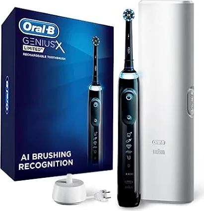 Oral-B Genius X Limited Rechargeable Electric Toothbrush with 1 Replacement Brush Head, Travel Case, Midnight Black