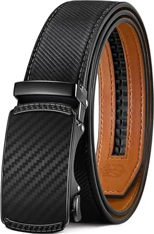 Zitahli Belt Men, Ratchet Belt Dress with 1 3/8" Premium Leather,Slide Belt with Easier Adjustable Automatic Buckle,Trim to Fit Size 30"-36"