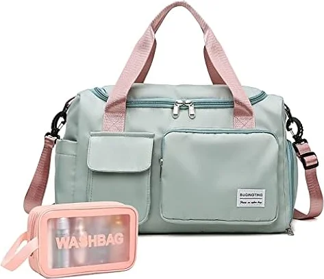 Small Gym Bag for Women, Travel Duffle Bag Carry On Weekender Bag with Shoe Compartment, 05#green, Gym Bag & Toiletry Bag, Gym Bag&toiletry Bag