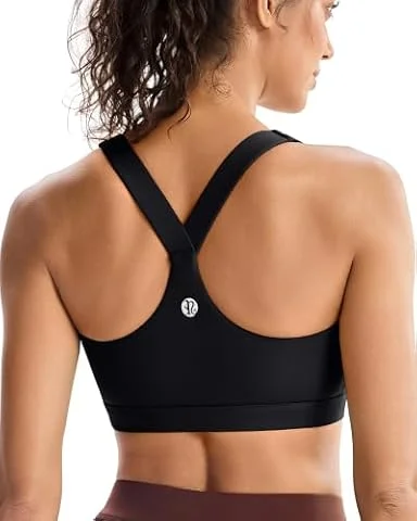RUNNING GIRL Sports Bras for Women, Molded Cup High Impact Black Sports Bra Workout Bras for Women High Support Racerback(WX3046 Black M)
