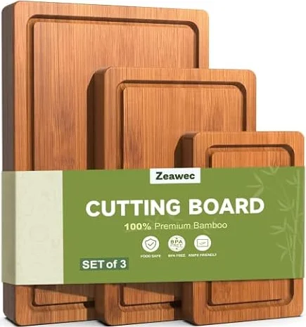 3-Piece Set Deep-Carbonized Bamboo Cutting Board for Kitchen, Carbonized