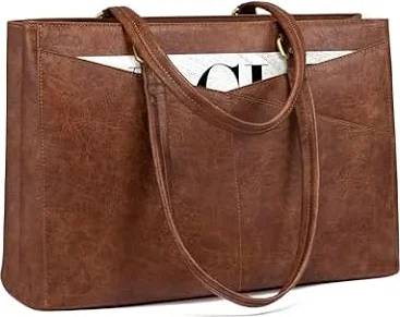 LOVEVOOK Laptop Tote Bag for Women,Leather Work Computer Briefcase Bag