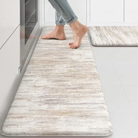 KIMODE Anti Fatigue Kitchen Mats for Floor 2 Piece, Abstract Kitchen Rugs