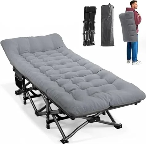 ATORPOK Camping Cot for Adults with Comfortable Cushion, Folding Bed