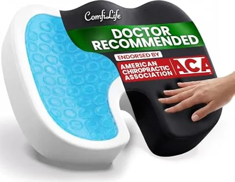ComfiLife Doctor Recommended Seat Cushion - Premium Gel & Memory Foam Office Chair, Car Seat, Lifting Cushion - Chair Cushions for Back & Sciatica Relief - Seat Cushions for Office & Desk (Black)