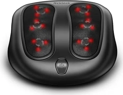 Nekteck Foot Massager with Heat, HSA Eligible FSA Massage Tools Gifts | Shiatsu Heated Electric Kneading Foot Massager Machine for Plantar Fasciitis, Built-in Infrared Heat Function and Power Cord