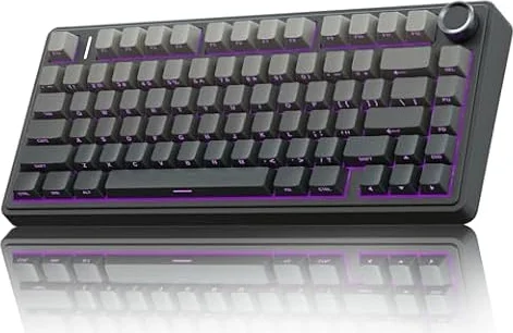 AULA F75 Pro Wireless Mechanical Keyboard,75% Hot Swappable Custom Keyboard with Knob,RGB Backlit,Pre-lubed Reaper Switches,Side Printed PBT Keycaps,2.4GHz/USB-C/BT5.0 Mechanical Gaming Keyboards