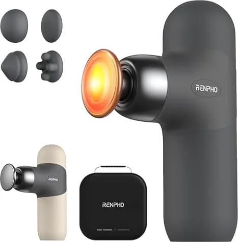 RENPHO Mini Thermal Massage Gun with Heat, Color Silicone Casing, 4 Speeds