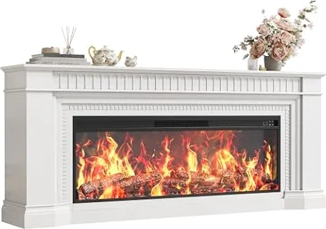 PRAISUN 70'' Fireplace TV Stand with 48'' Electric Fireplace