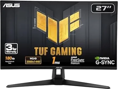 ASUS TUF Gaming VG27AQ3A 27 Inch 1440p 180Hz G-SYNC Gaming Monitor