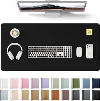 YSAGi Leather Desk Protector, Office Mat, Large Mouse Mat, Non-Slip PU Leather Blotter, Laptop Desk Mat, Waterproof Writing Pad for Office and Home (Black, 31.5" x 15.8")
