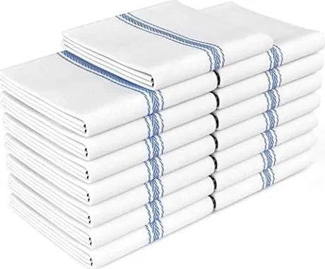 Zeppoli Classic Dish Towels - 15 Pack - 14" by 25" - 100% Cotton Kitchen Towels - Reusable Bulk Cleaning Cloths - Blue Hand Towels - Super Absorbent - Machine Washable