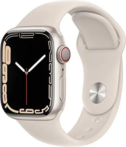 Apple Watch Series 7 (GPS + Cellular, 41mm) Starlight Aluminum Case with Starlight Sport Band, Regular (Renewed)