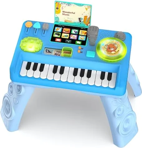 Thremhoo Baby DJ Table Musical Piano Toys for Toddlers with Music & Light