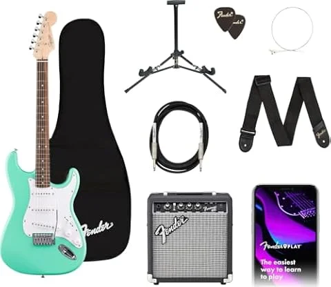 Fender Squier Debut Stratocaster Beginner Electric Guitar Kit Seafoam Green