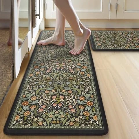 Collive Kitchen Mats for Floor, Kitchen Rugs Sets of 2 Non Slip Washable
