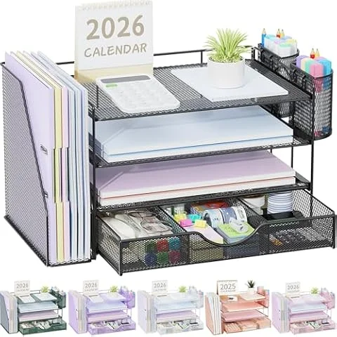 gianotter Metal Mesh Desk Organizers and Accessories with File Holder