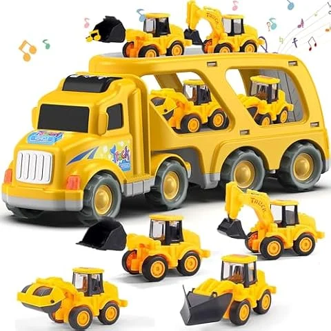 Veslier Construction Truck Toys for Boys Girls Age 3 4 5 6 Years Old，Carrier Transport Trucks for Kids 3-4 3-5 Year Old，Christmas Birthday Gift Toddler Toys.