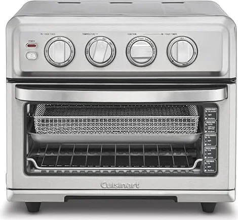 Cuisinart Air Fryer Toaster Oven, 1800W, 8-in-1 with Air Fry, Convection, Broil & Warm, 0.6 Cubic Feet, 60-Minute Timer, TOA-70NAS, Stainless Steel