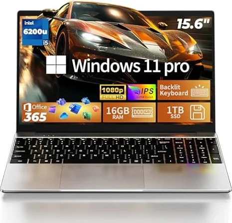 MOONFISH 2026 Laptop Computer Window 11, Core i5 Processor 15.6 Inch Lap Top, 16GB RAM 1TB SSD, Backlit Keyboard, FHD 1920 * 1080, Office 365, Business, Student