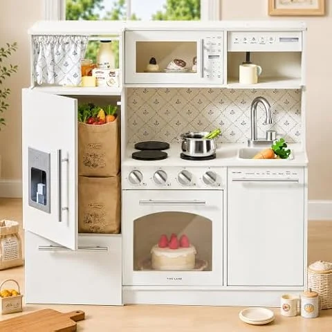 Tiny Land Wooden Play Kitchen for Toddlers, Kids Play Toy Kitchen Set