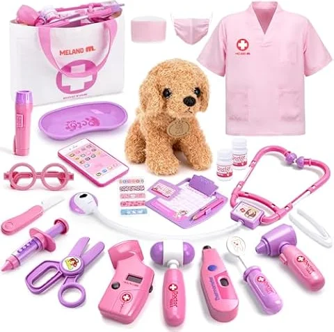 Meland Doctor Kit with Puppy for Girls, Pretend Play Toy Gift for Ages 3–6