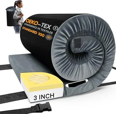 CYMULA Camping Mattress Pad Sleeping Mat, Portable Roll Up Mattress for Adults Camping, Bed Pads for Sleeping, Guest Beding for Sleepover Car Bed with Travel Bag