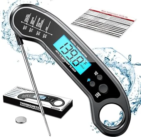 Meat Thermometer Digital, Instant Read Meat ThermometerI for Grill and Cooking, Waterproof Food Thermometer for Kitchen and Outside, BBQ, Turkey, Candy, Liquids, Beef