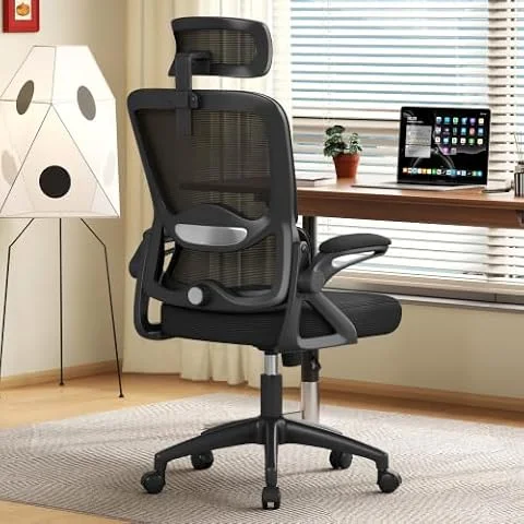 Nexthro Ergonomic Office Chair,Mesh Office Chair with Lumbar Support,High Back Desk Chair with Flip-up Arms,400 lbs Big and Tall Computer Chair with Headrest,Comfy Desk Chairs