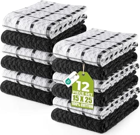 Utopia Kitchen Towels 12 Pack 15x25 Inch 100% Cotton Popcorn Terry