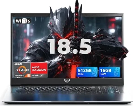 KAIGERR 18.5 inch Light Gaming Laptop, ΑΜD Ryzen 7430U, 16GB RAM 512GB SSD